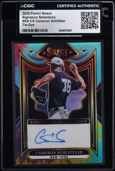 2025 Select Signature Selections Tie-Dye Cameron Schlittler ROOKIE AUTO /25 #SS-CS CGC AUTH