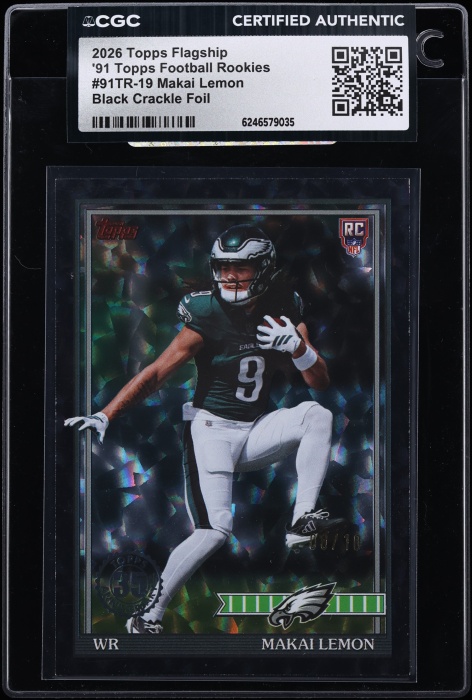 2026 Topps Flagship '91 Black Crackle Foil Makai Lemon ROOKIE /10 #91TR-19 CGC AUTH