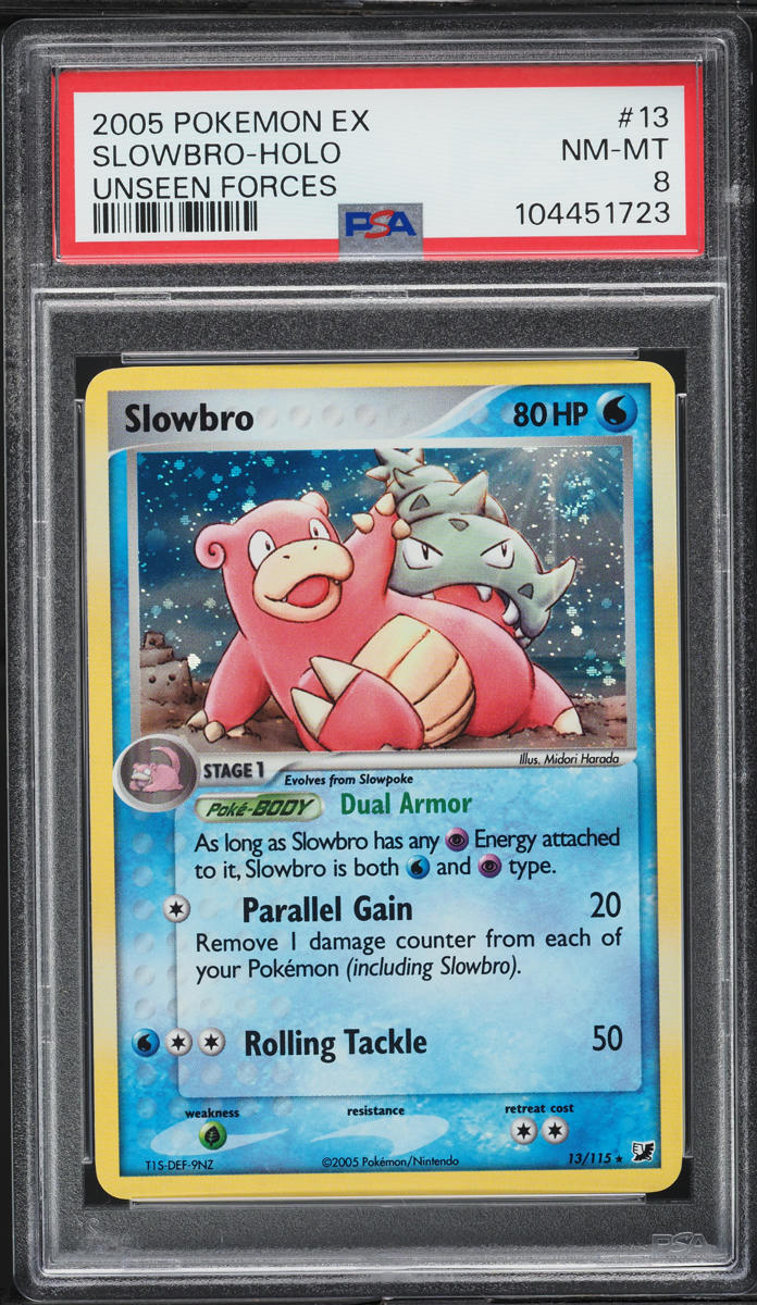 2005 Pokemon EX Unseen Forces Holo Slowbro #13 PSA 8 NM-MT