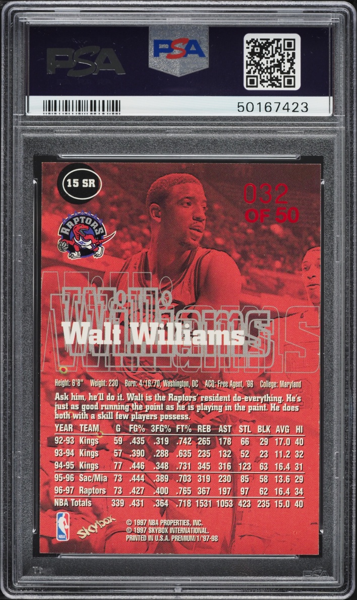 1997 Skybox Premium Star Rubies Walt Williams /50 #15 PSA 7 NRMT