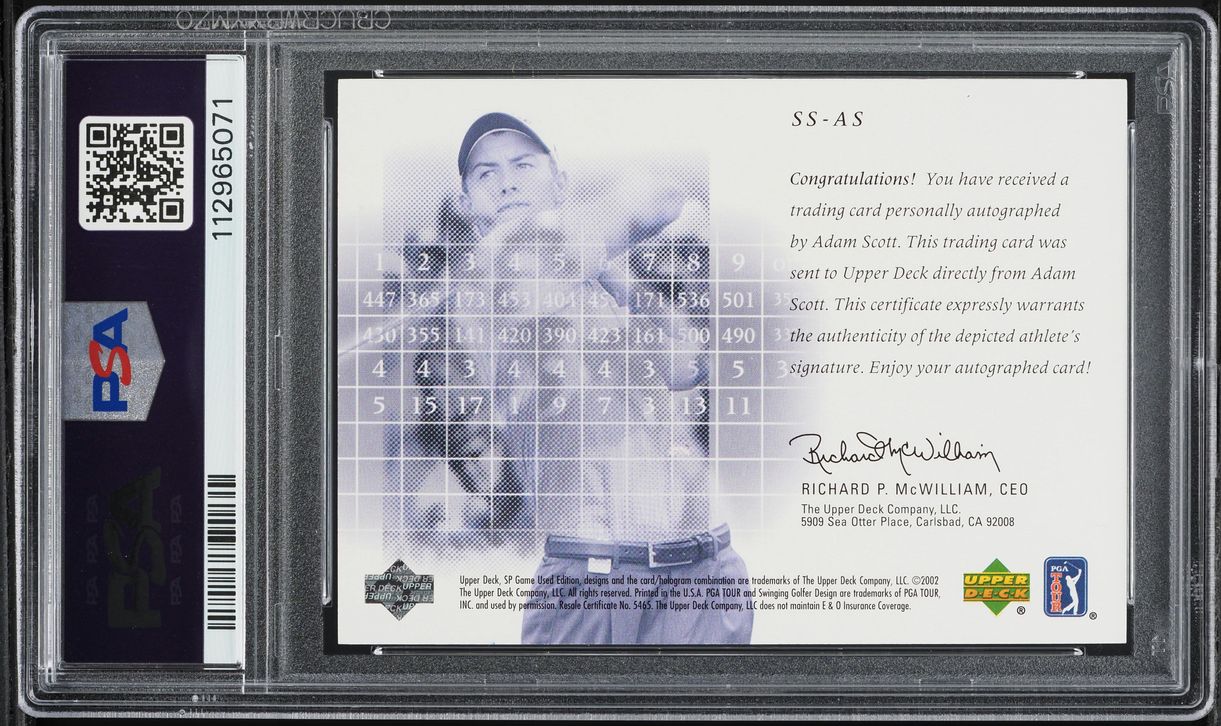 2002 SP Game Used Scorecard Signatures Adam Scott AUTO #SS-AS PSA 10 GEM MINT