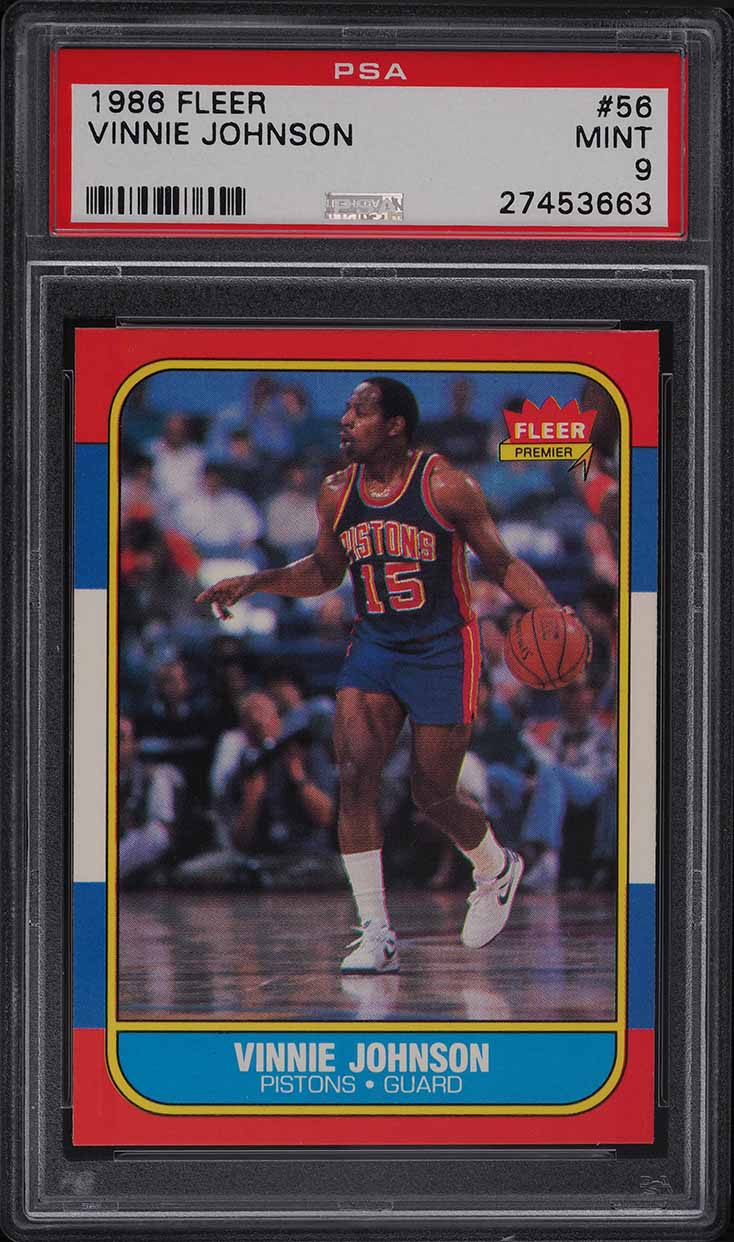 1986 Fleer Basketball Vinnie Johnson #56 PSA 9 MINT
