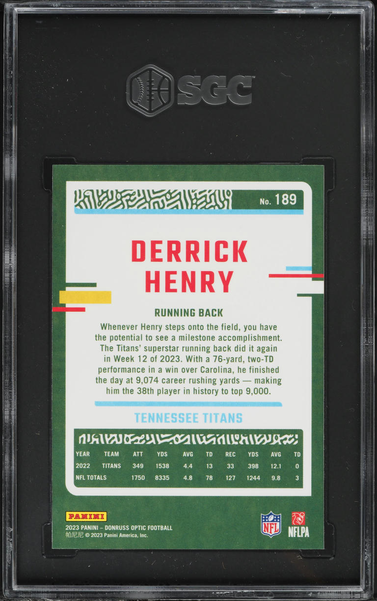 2023 Donruss Optic Derrick Henry #189 SGC 10 GEM MINT