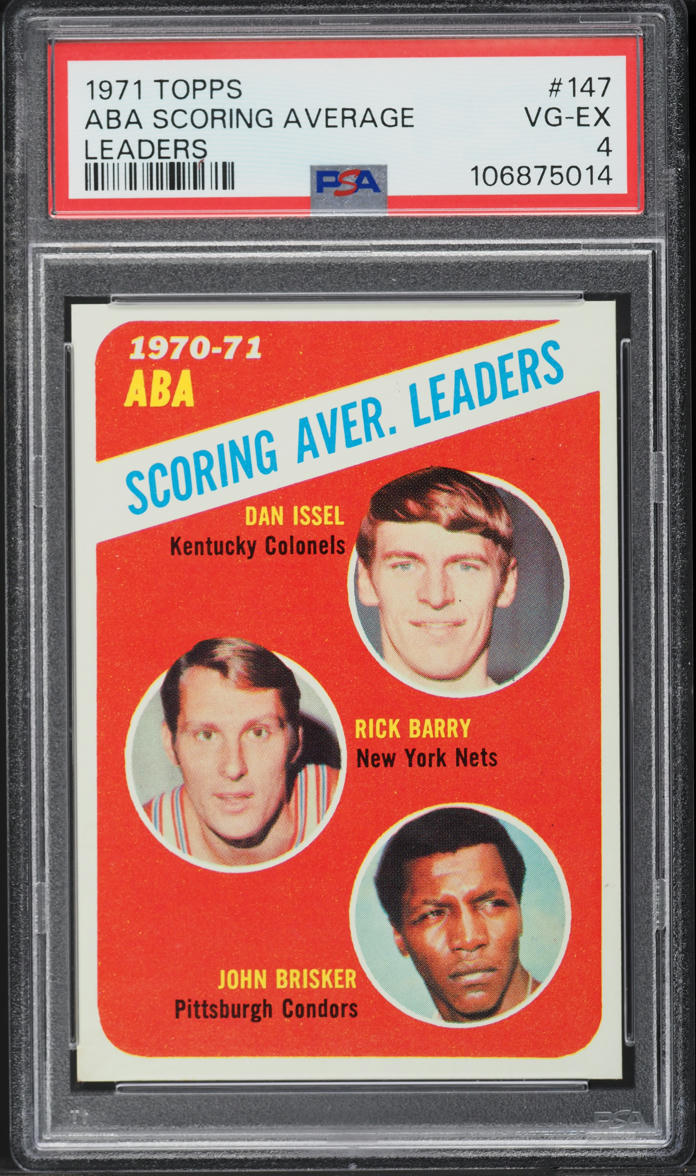 1971 Topps Basketball Dan Issel Rick Berry Brisker SCORING LEADERS #147 PSA 4