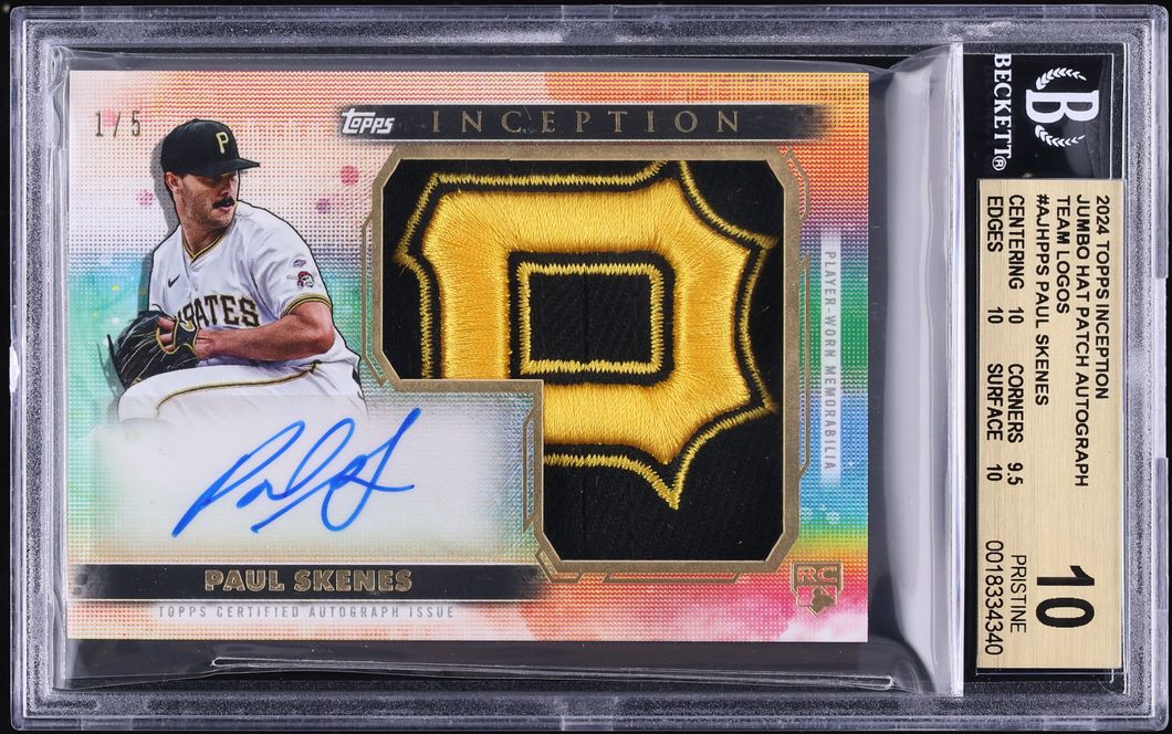 2024 Topps Inception Team Logos Paul Skenes ROOKIE PATCH AUTO 1/5 #AJHP-PS BGS 10 PRISTINE