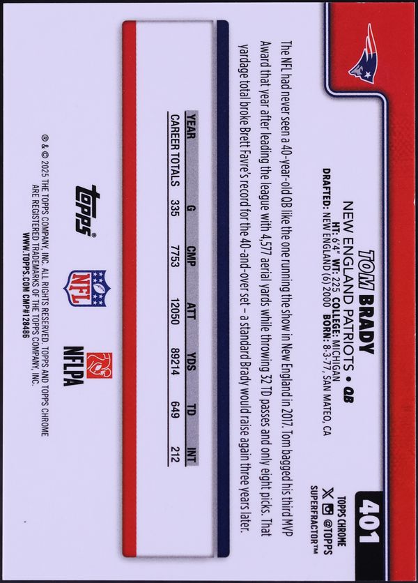 2025 Topps Chrome Variation Superfractor Tom Brady 1/1 #401 CGC AUTH