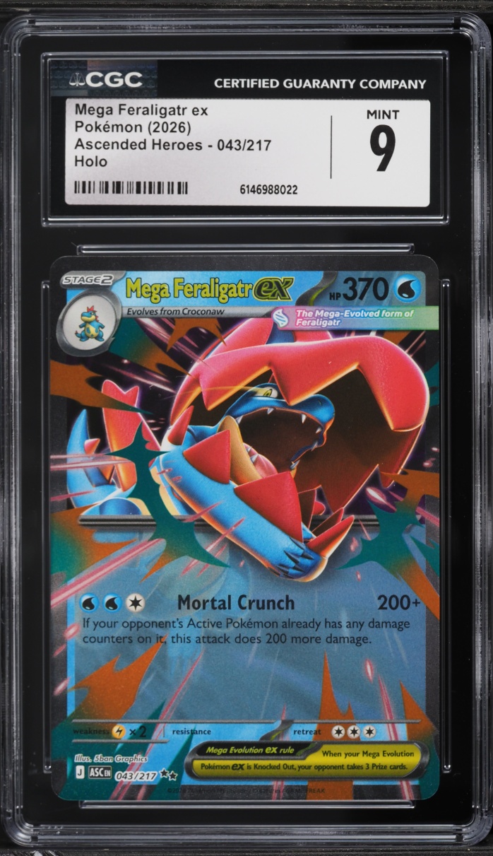 2026 Pokemon Mega Ascended Heroes Holo Mega Feraligatr ex #43 CGC 9 MINT
