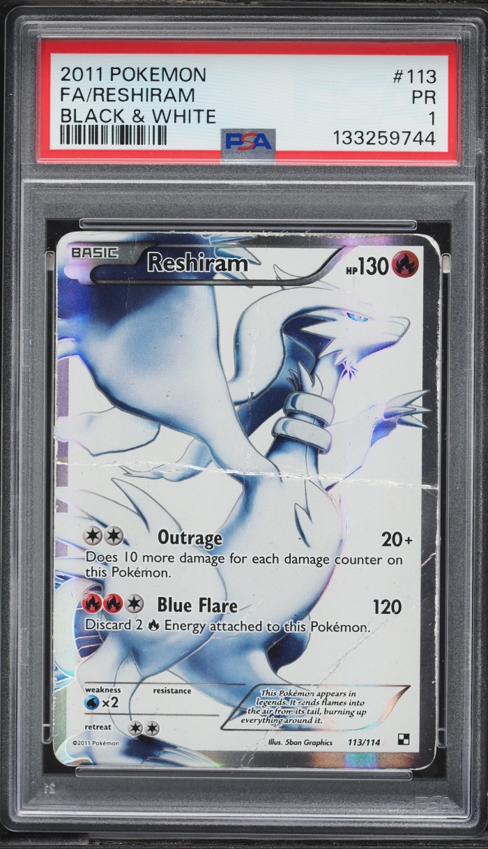 2011 Pokemon Black & White Full Art Reshiram #113 PSA 1 PR