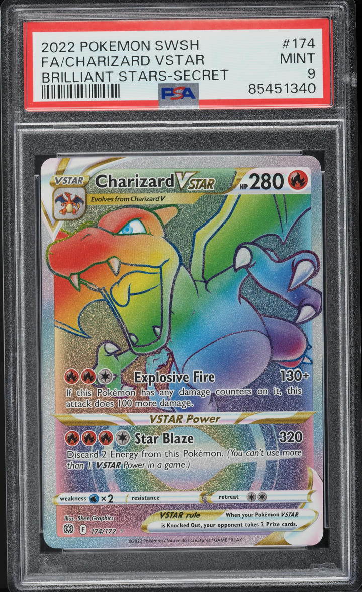 2022 Pokemon SWSH Brilliant Stars Hyper Rare Charizard VSTAR #174 PSA 9 MINT
