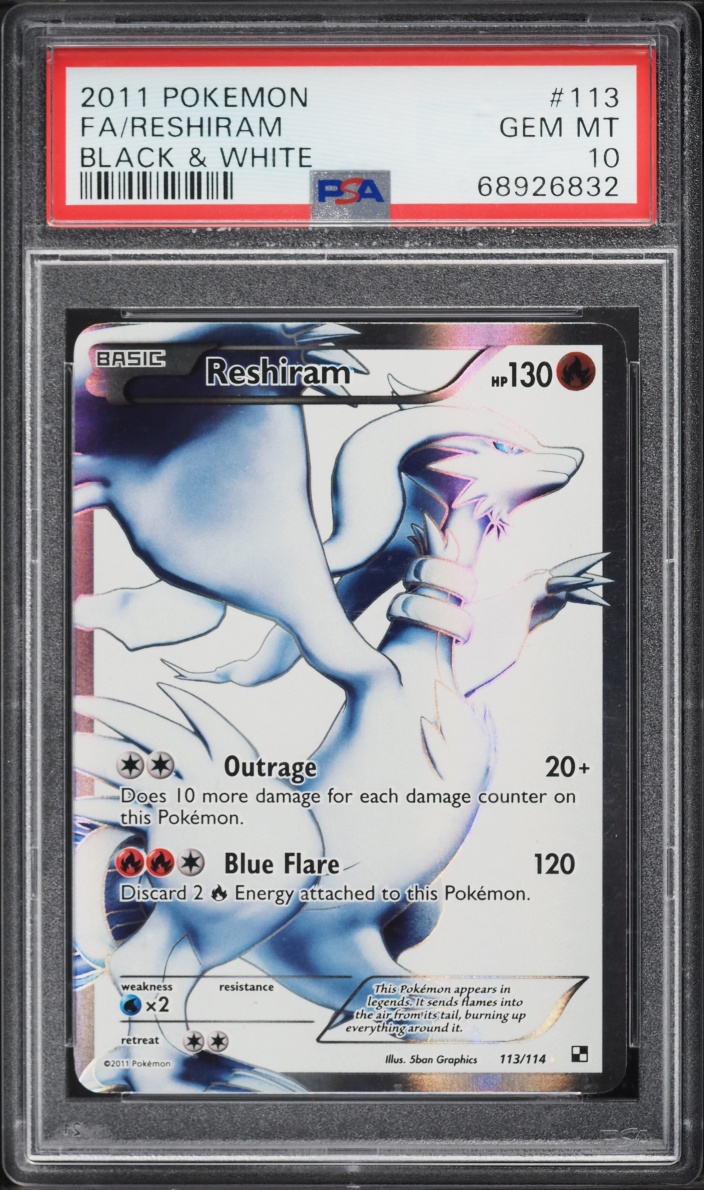 2011 Pokemon Black & White Full Art Reshiram #113 PSA 10 GEM MINT