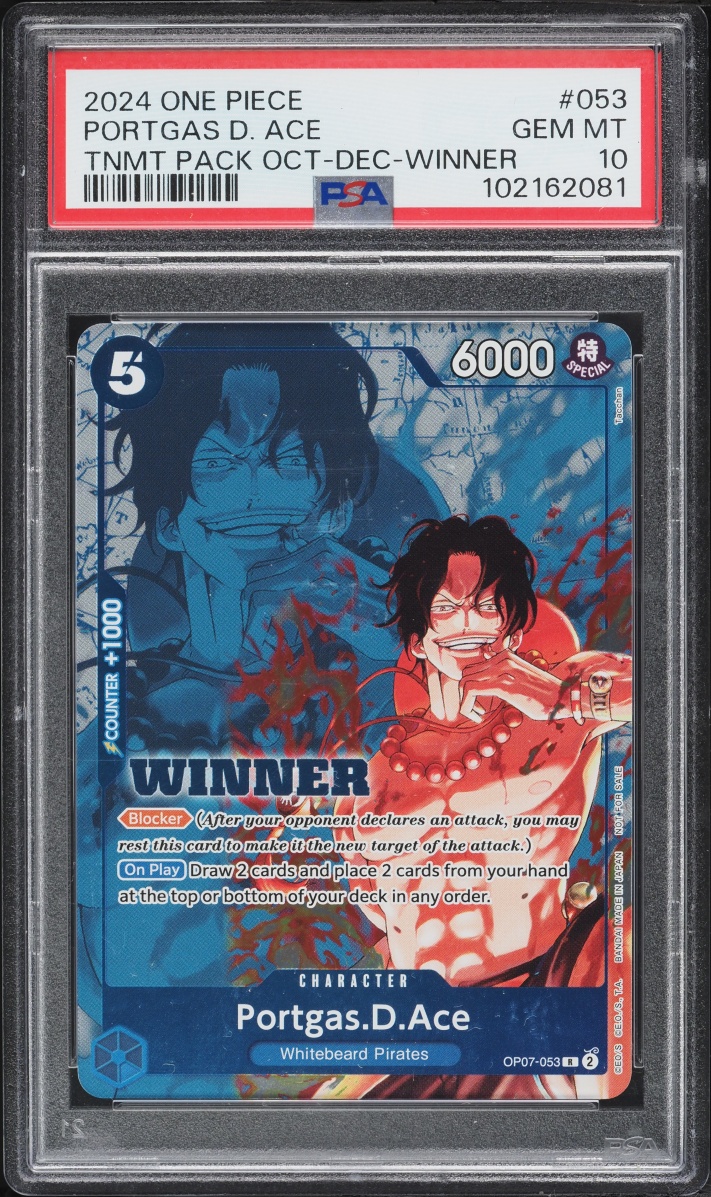 2024 One Piece Promo Tournament Pack Winner Alt Art Portgas D. Ace #OP07-053 PSA 10 GEM MINT