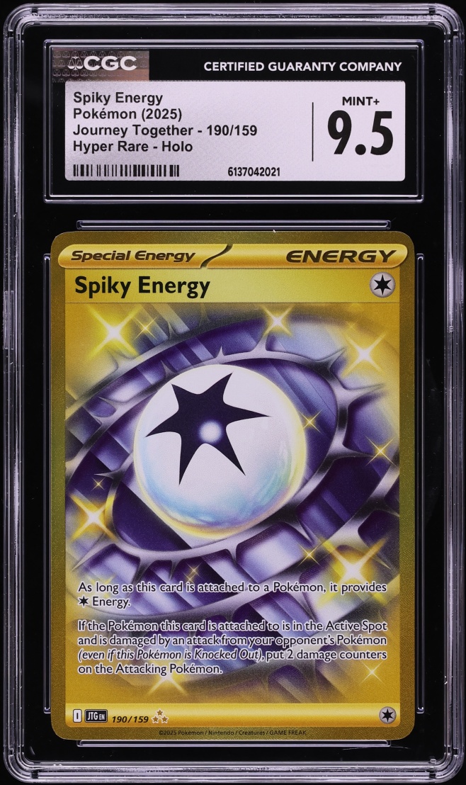 2025 Pokemon Scarlet & Violet Journey Together Gold Rare Spiky Energy #190 CGC 9.5 MINT+