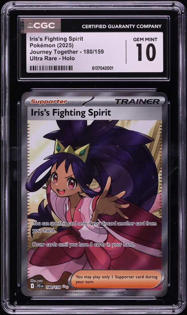 2025 Pokemon SV Journey Together Full Art Iris's Fighting Spirit #180 CGC 10 GEM MINT
