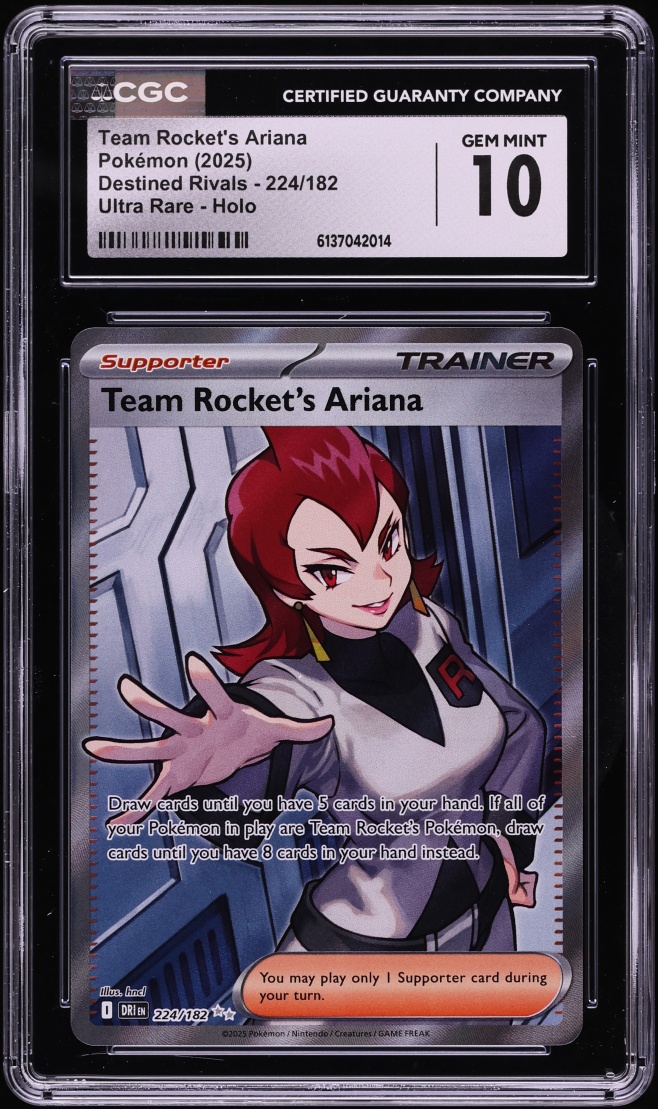 2025 Pokemon SV Destined Rivals Full Art Team Rocket's Ariana #224 CGC 10 GEM MINT