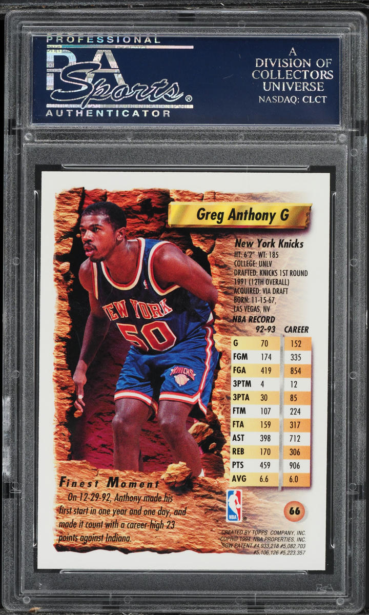 1993 Finest Refractor Greg Anthony #66 PSA 10 GEM MINT