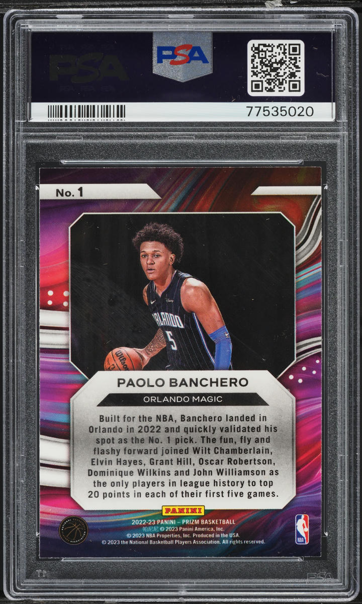 2022 Panini Prizm Instant Impact Paolo Banchero ROOKIE #1 PSA 9 MINT