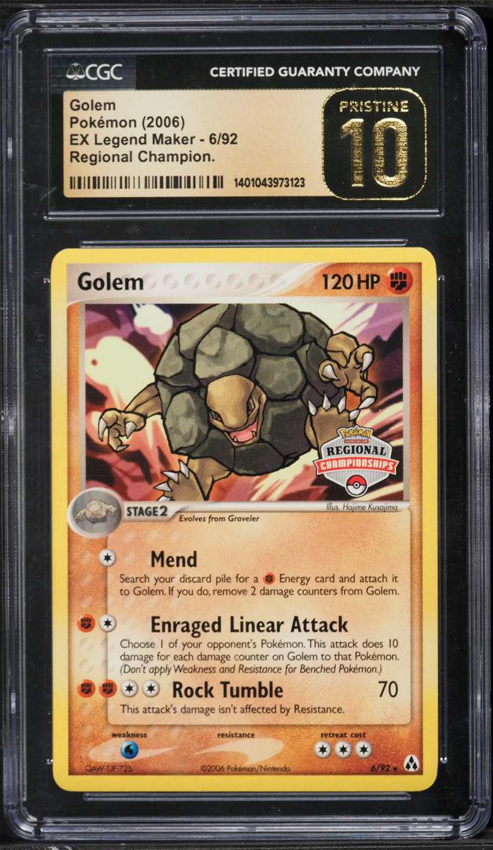 2006 Pokemon EX Legend Maker Regional Championships Golem #6 CGC 10 PRISTINE