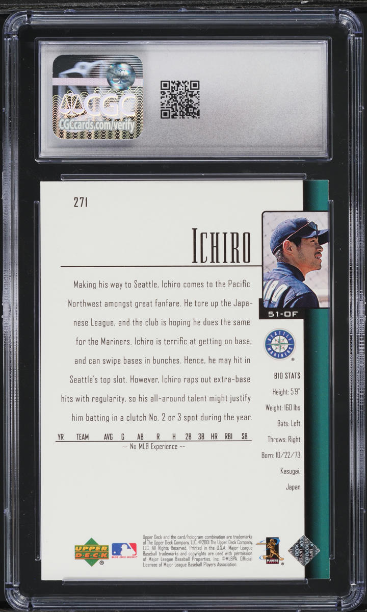 2001 Upper Deck Ichiro Suzuki ROOKIE #271 CGC 5 EX