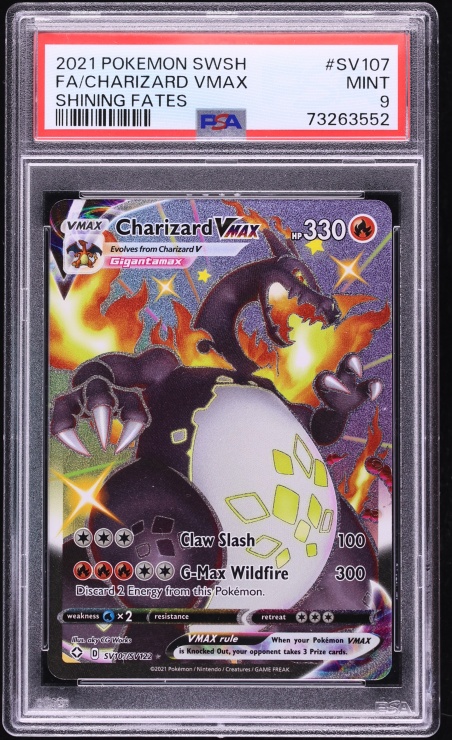 2021 Pokemon Sword & Shield Shining Fates Full Art Charizard VMAX #SV107 PSA 9 MINT