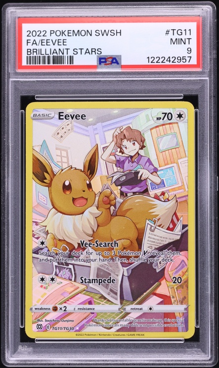 2022 Pokemon Sword & Shield Brilliant Stars Trainer Gallery CHR Eevee #TG11 PSA 9 MINT