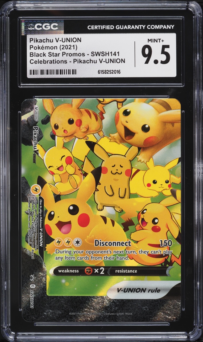 2021 Pokemon Sword & Shield Promo Celebrations Pikachu V-UNION #SWSH141 CGC 9.5 MINT+