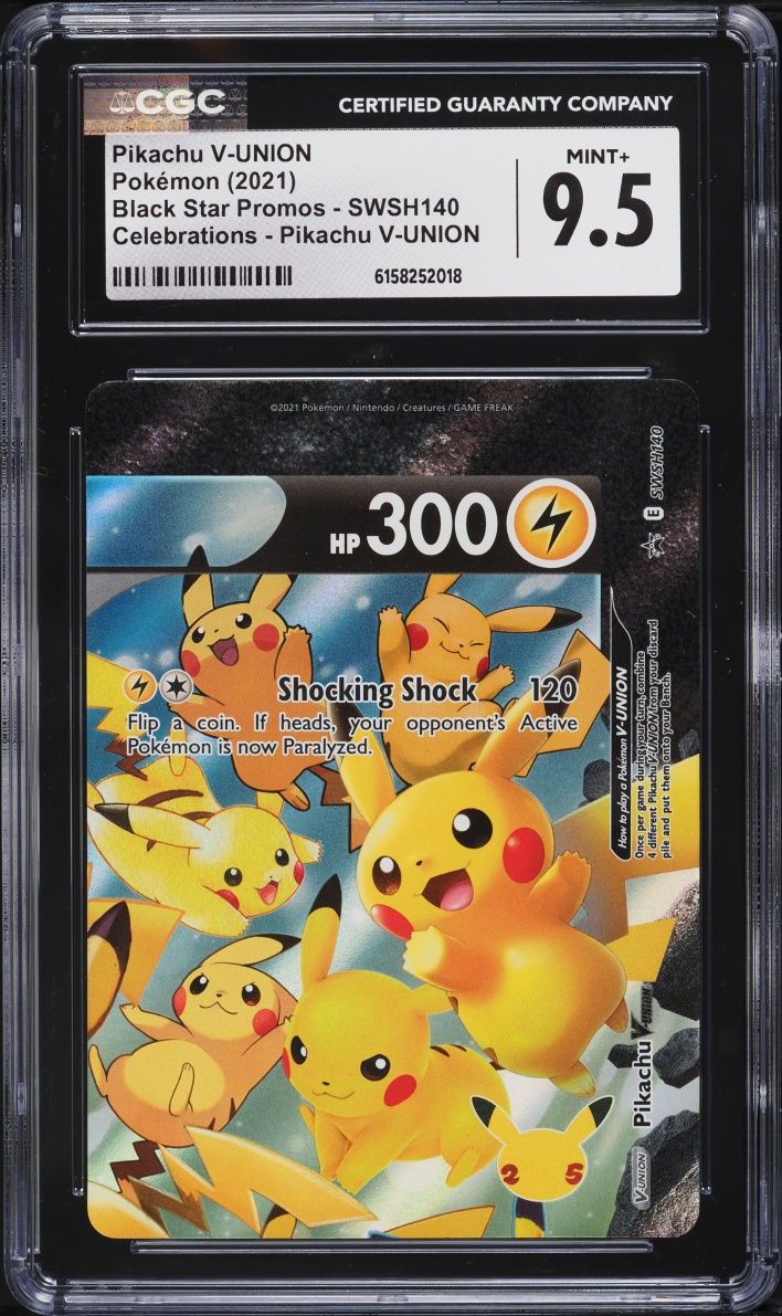 2021 Pokemon Sword & Shield Promo Celebrations Pikachu V-UNION #SWSH140 CGC 9.5 MINT+