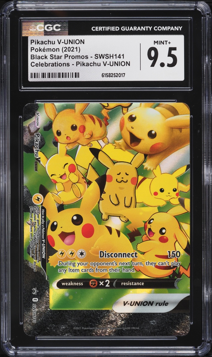 2021 Pokemon Sword & Shield Promo Celebrations Pikachu V-UNION #SWSH141 CGC 9.5 MINT+