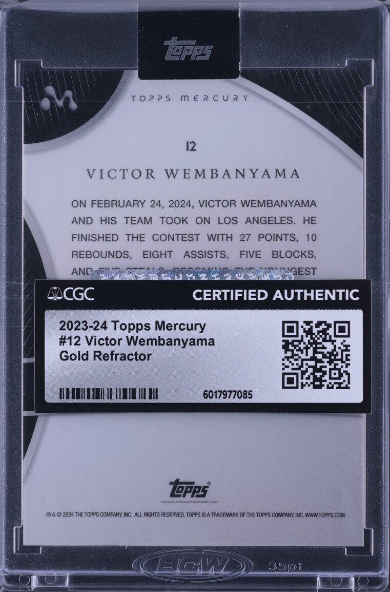 2023 Topps Mercury Gold Refractor Victor Wembanyama ROOKIE /50 #12 CGC AUTH