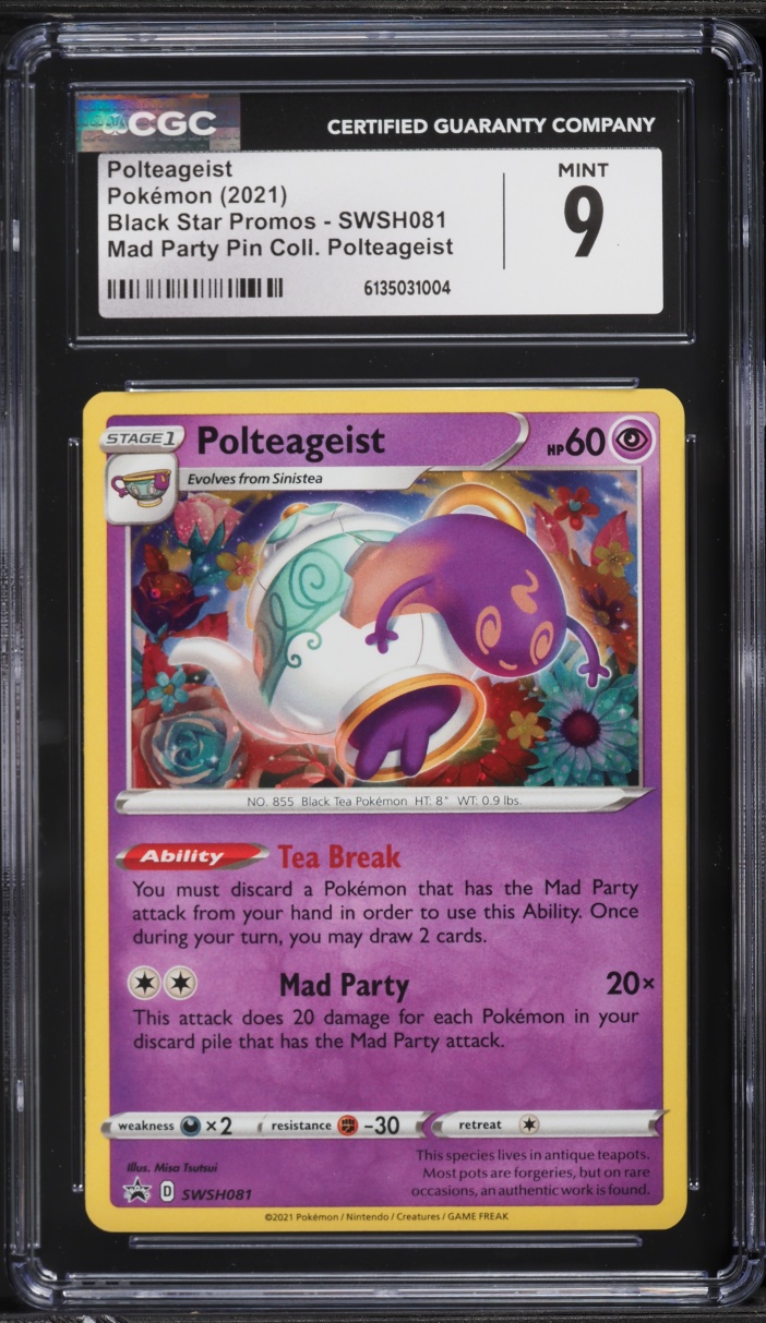 2021 Pokemon Black Star Promos Mad Party Collection Pin Polteageist #SWSH081 CGC 9 MINT