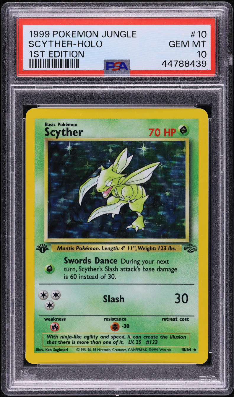 1999 Pokemon Jungle 1st Edition Holo Scyther #10 PSA 10 GEM MINT