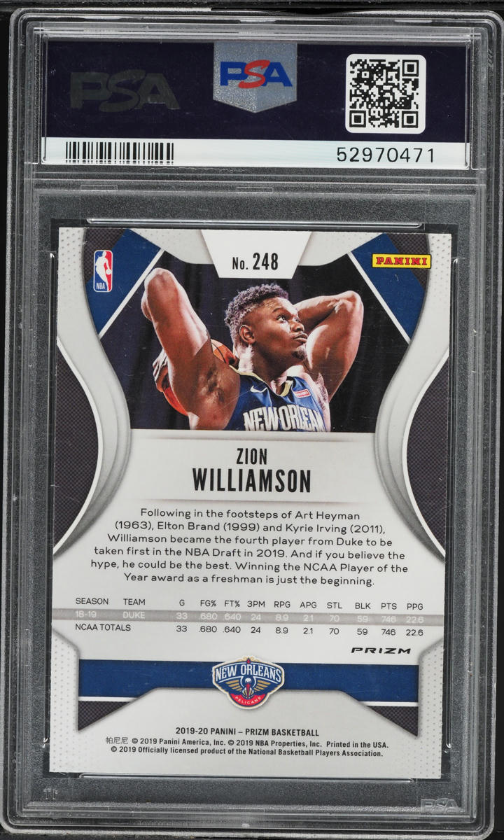 2019 Panini Prizm Ruby Wave Zion Williamson ROOKIE #248 PSA 10 GEM MINT