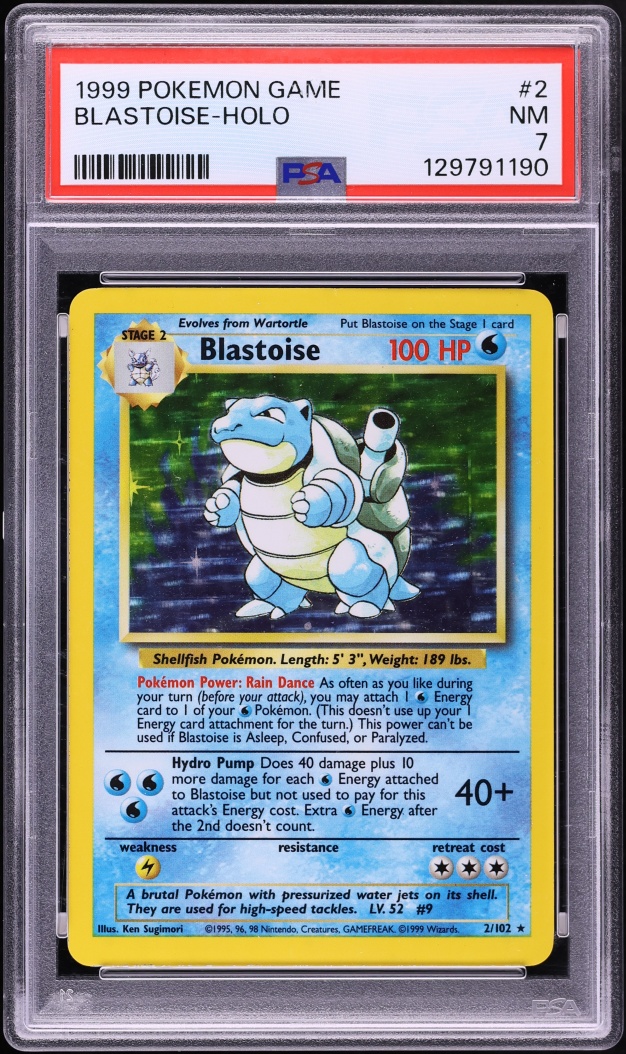 1999 Pokemon Base Set Holo Blastoise #2 PSA 7 NRMT