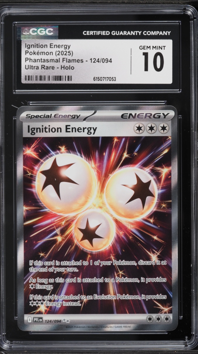 2025 Pokemon Mega Evolution Phantasmal Flames Full Art Ignition Energy #124 CGC 10 GEM MINT