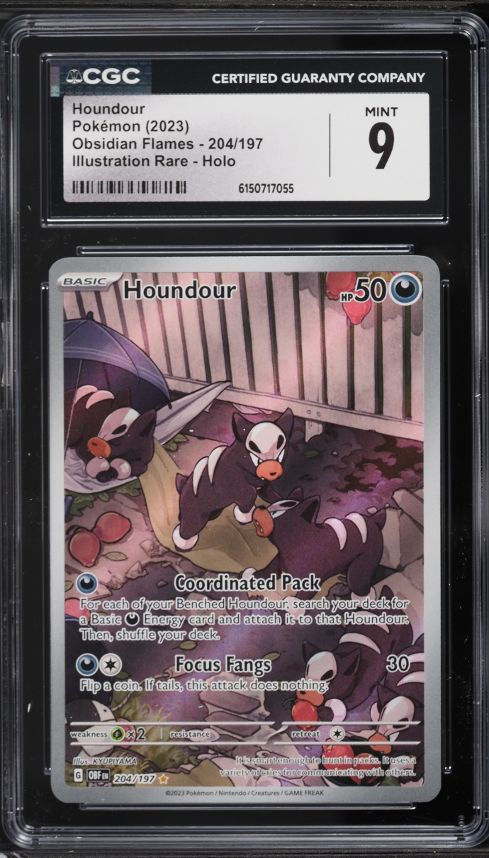 2023 Pokemon Scarlet & Violet Obsidian Flames IR Houndour #204 CGC 9 MINT