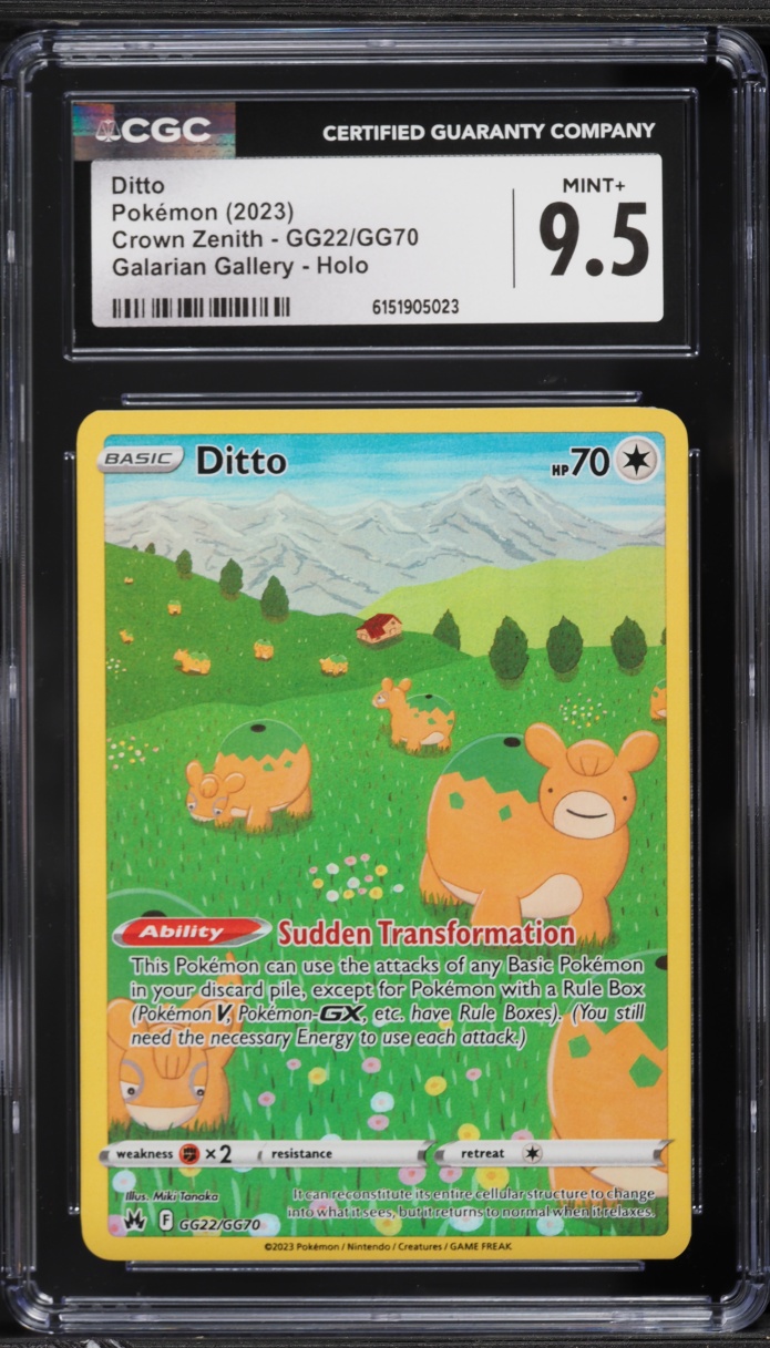 2023 Pokemon Sword & Shield Crown Zenith Alt Art Ditto #GG22 CGC 9.5 MINT+