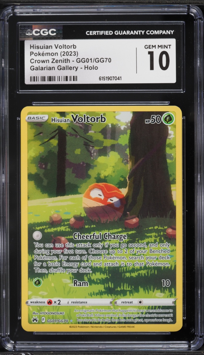 2023 Pokemon Sword & Shield Crown Zenith Full Art Hisuian Voltorb #GG01 CGC 10 GEM MINT