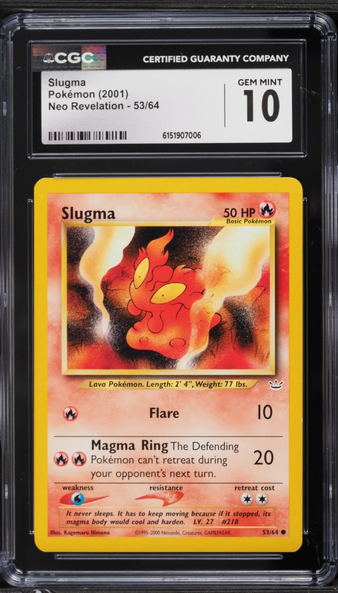 2001 Pokemon Neo Revelation Slugma #53 CGC 10 GEM MINT