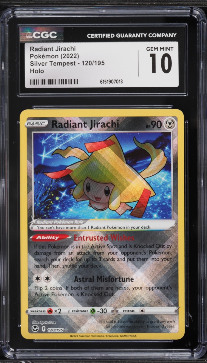 2022 Pokemon Sword & Shield Silver Tempest Holo Radiant Jirachi #120 CGC 10 GEM MINT