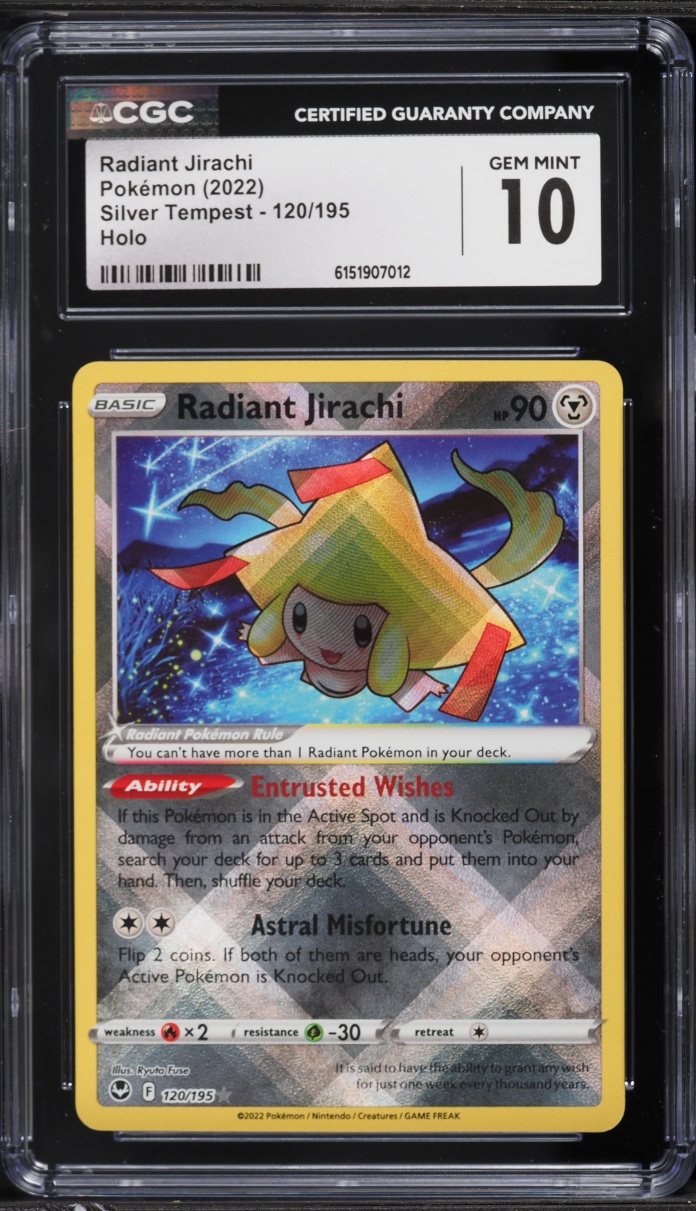 2022 Pokemon Sword & Shield Silver Tempest Holo Radiant Jirachi #120 CGC 10 GEM MINT