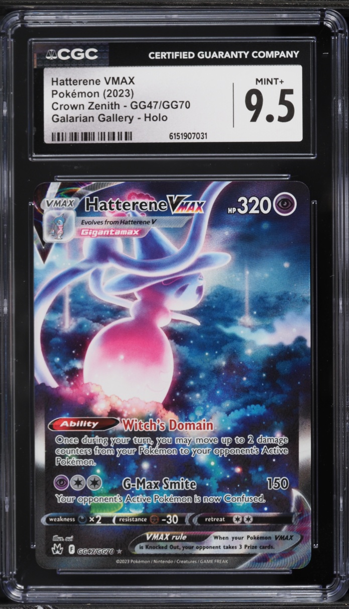 2023 Pokemon Sword & Shield Crown Zenith Full Art Hatterene VMAX #GG47 CGC 9.5 MINT+
