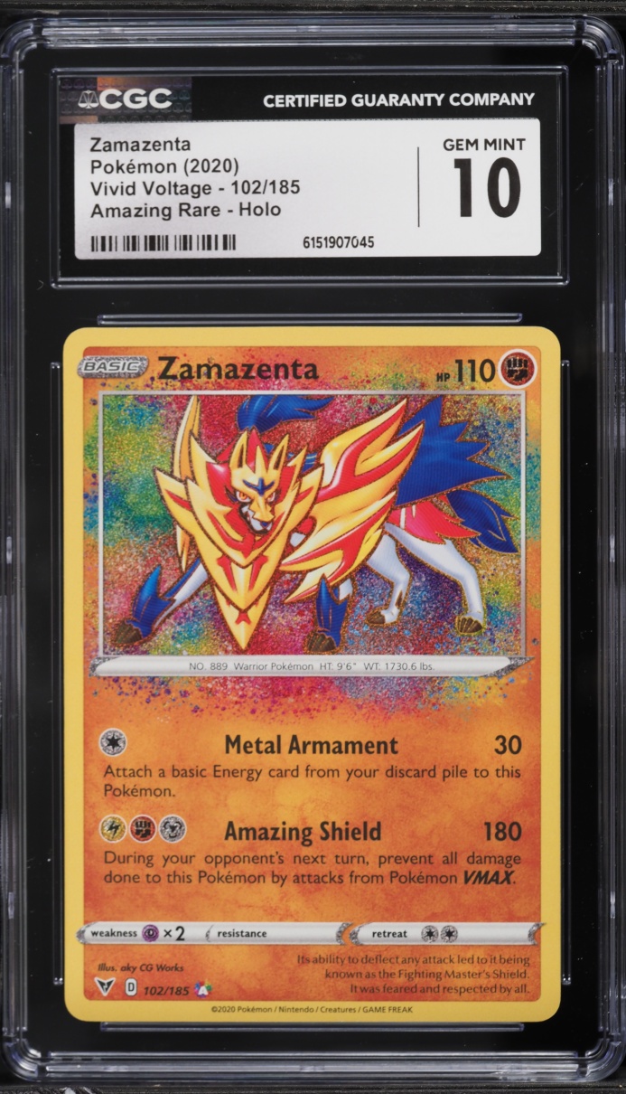 2020 Pokemon Sword & Shield Vivid Voltage Amazing Rare Zamazenta #102 CGC 10 GEM MINT