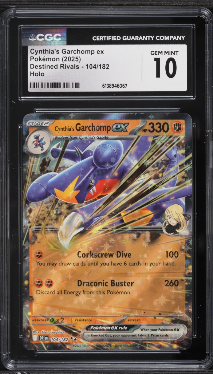 2025 Pokemon Scarlet & Violet Destined Rivals Holo Cynthia's Garchomp ex #104 CGC 10 GEM MINT