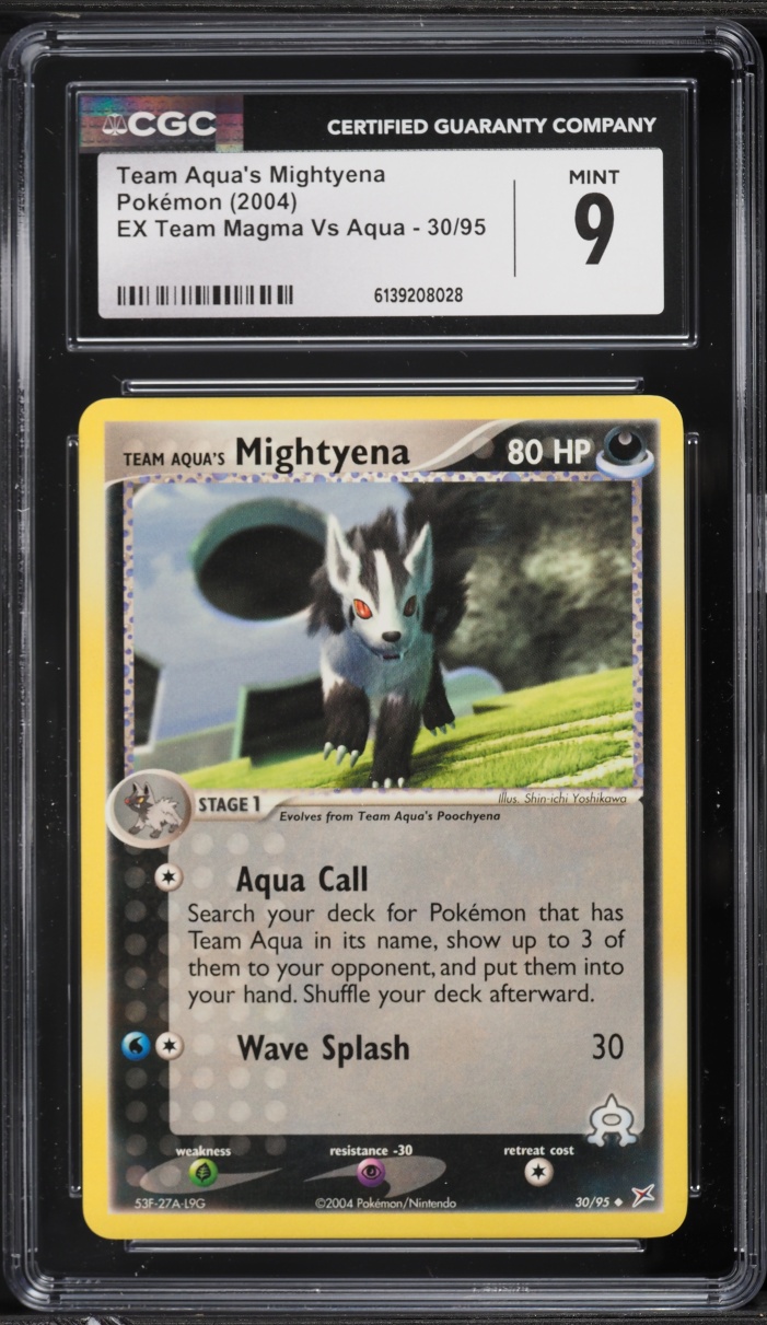 2004 Pokemon EX Team Magma Vs Aqua Team Aqua's Mightyena #30 CGC 9 MINT