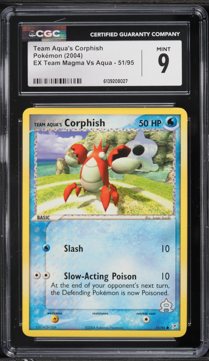 2004 Pokemon EX Team Magma Vs Aqua Team Aqua's Corphish #51 CGC 9 MINT