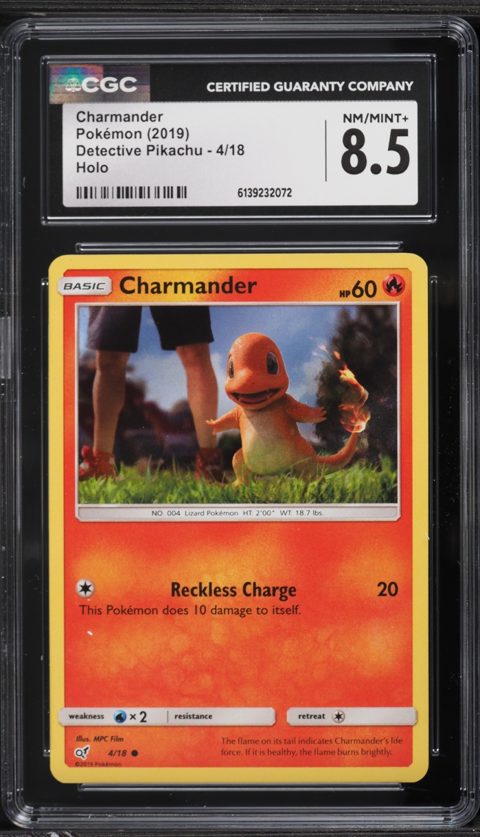 2019 Pokemon Sun & Moon Detective Pikachu Holo Charmander #4 CGC 8.5 NM-MT+
