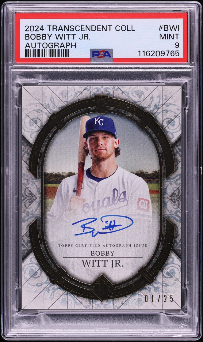 2024 Topps Transcendent Collection Bobby Witt Jr. AUTO 1/25 #TCA-BWI PSA 9 MINT