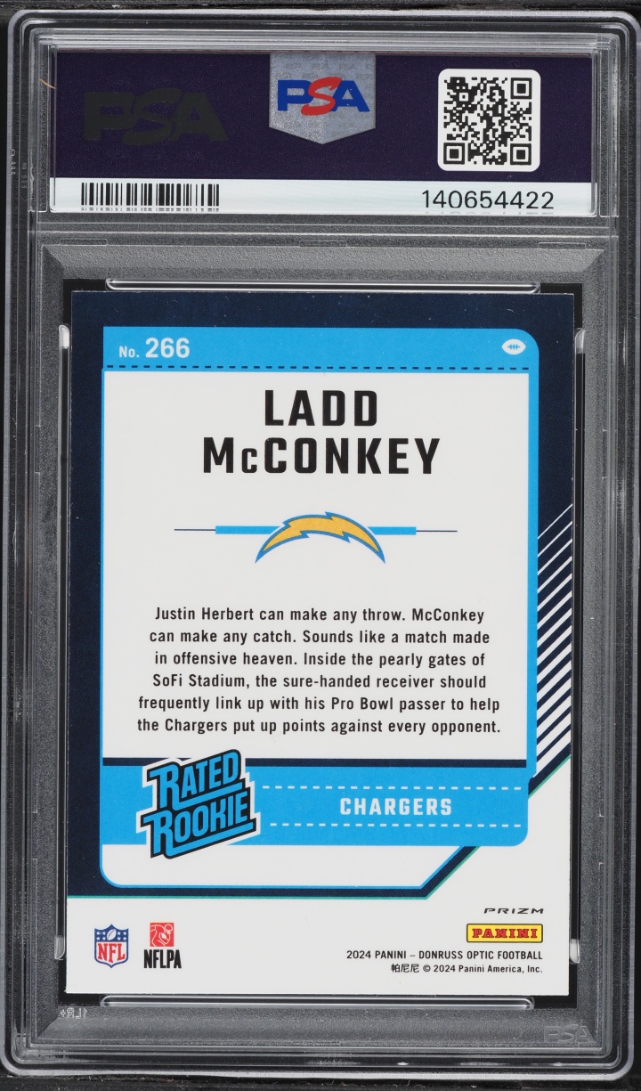 2024 Donruss Optic Holo Ladd McConkey ROOKIE #266 PSA 10 GEM MINT