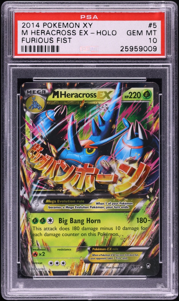 2014 Pokemon XY Furious Fists Holo M Heracross Ex #5 PSA 10 GEM MINT
