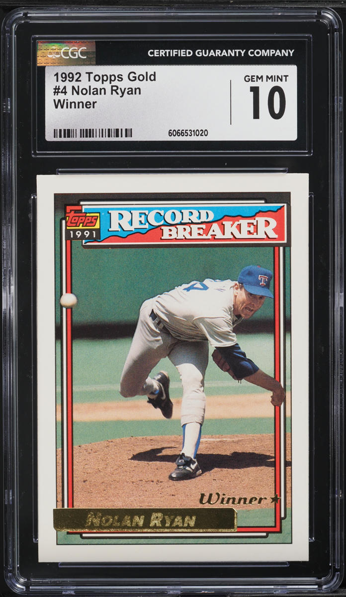 1992 Topps Gold Winner Nolan Ryan RECORD BREAKER #4 CGC 10 GEM MINT