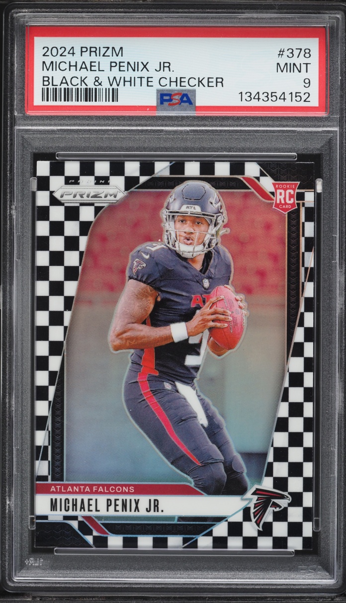 2024 Panini Prizm Black & White Checker Michael Penix Jr. ROOKIE #378 PSA 9 MINT